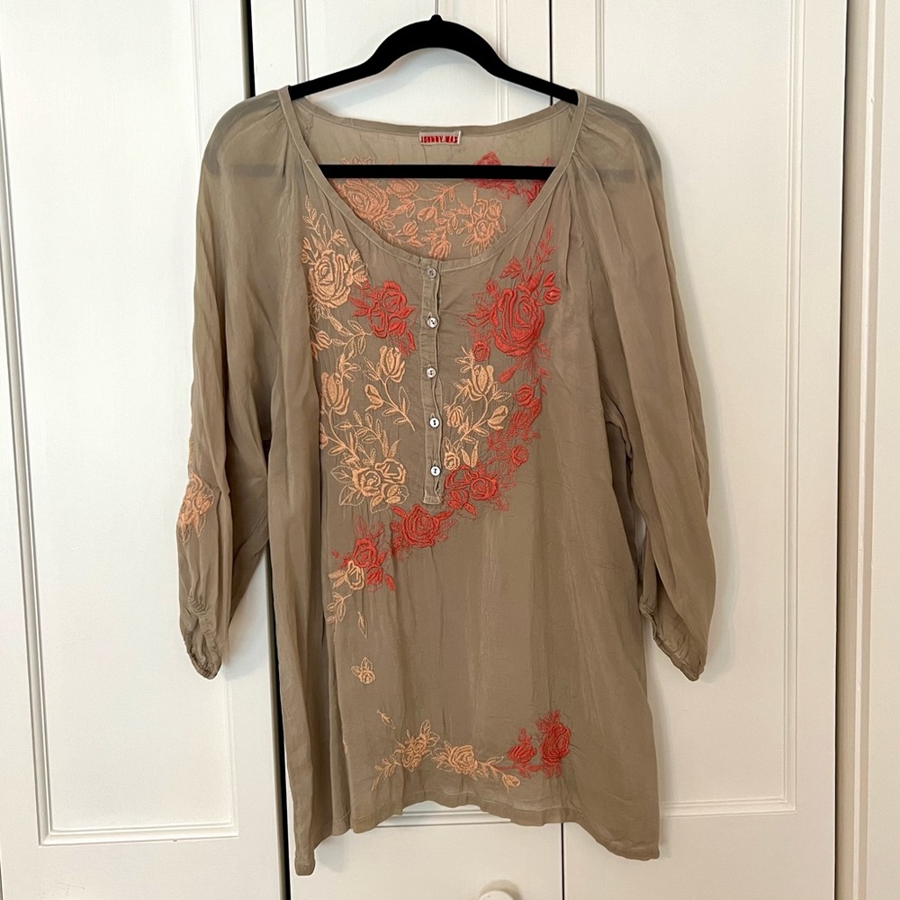 Johnny Was Embroidered Shirt Size Large